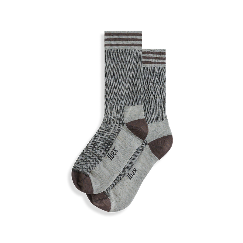 Ibex Nomad Herringbone Crew Sock Monument/Green Gables/Black