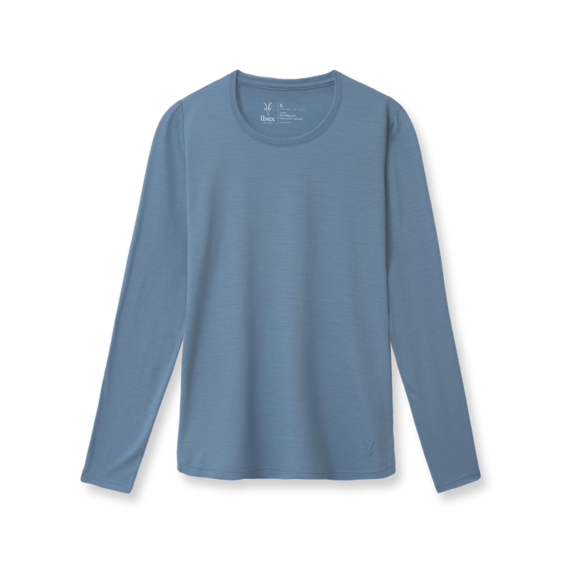 ibex Women's Naturalist Long Sleeve Low Crew Blue Thrush