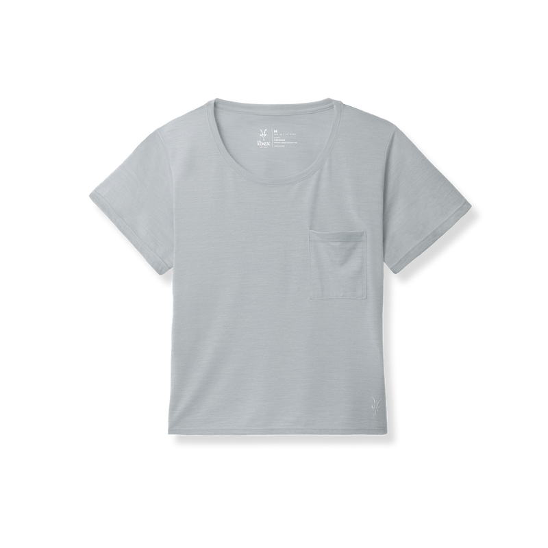 ibex Women's Paradox Pocket Short Sleeve Tee Silver Melange