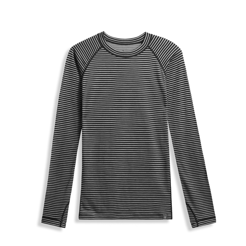 ibex Women's Woolies Pro Tech Crew Black Grey Stripe