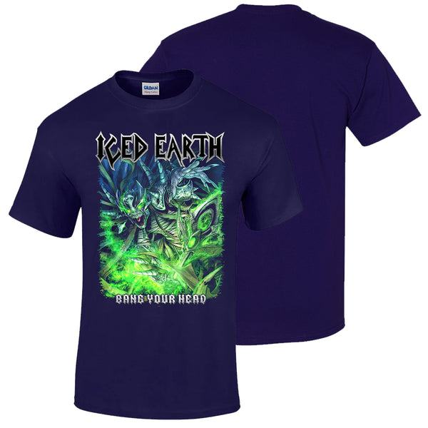 iced earth ICED EARTH Bang Your Head T-Shirt - Cobalt