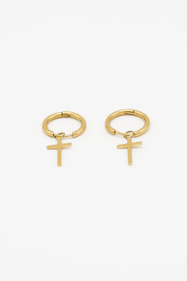 Icon Brand Icon Brand 14K Gold Plated Stainless Steel Cross Earrings