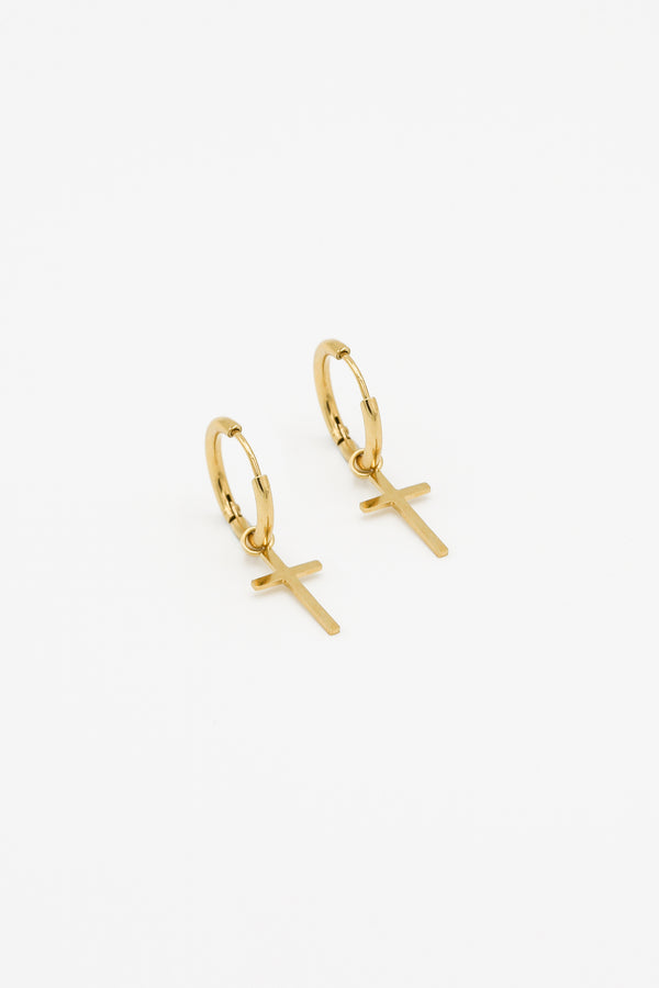 icon brand Icon Brand 14K Gold Plated Stainless Steel Cross Earrings