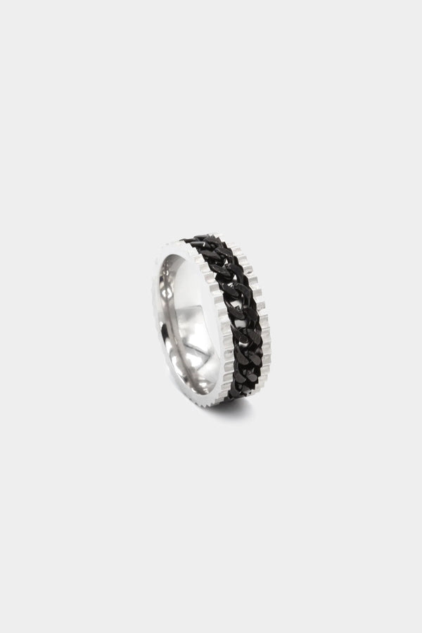 Icon Brand Icon Brand Silver & Black Chain Band Ring