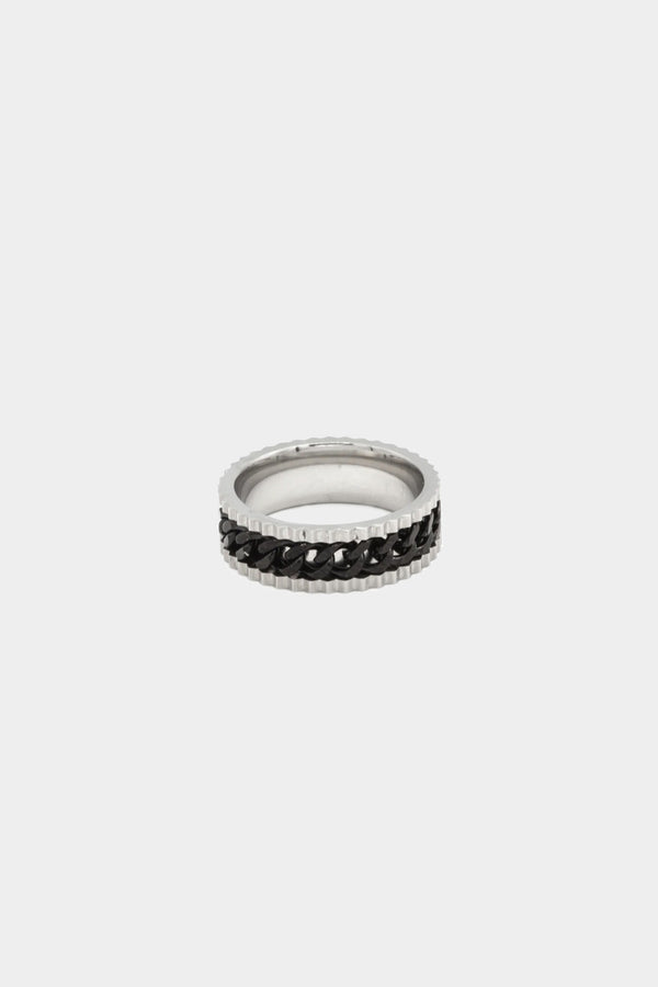 icon brand Icon Brand Silver & Black Chain Band ring