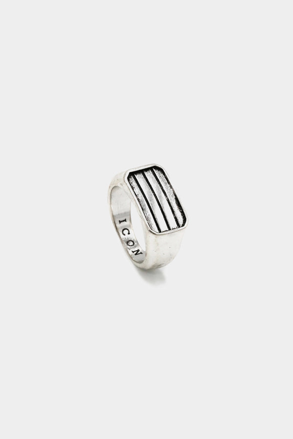 Icon Brand Icon Brand Silver Pinstripe Signet Ring