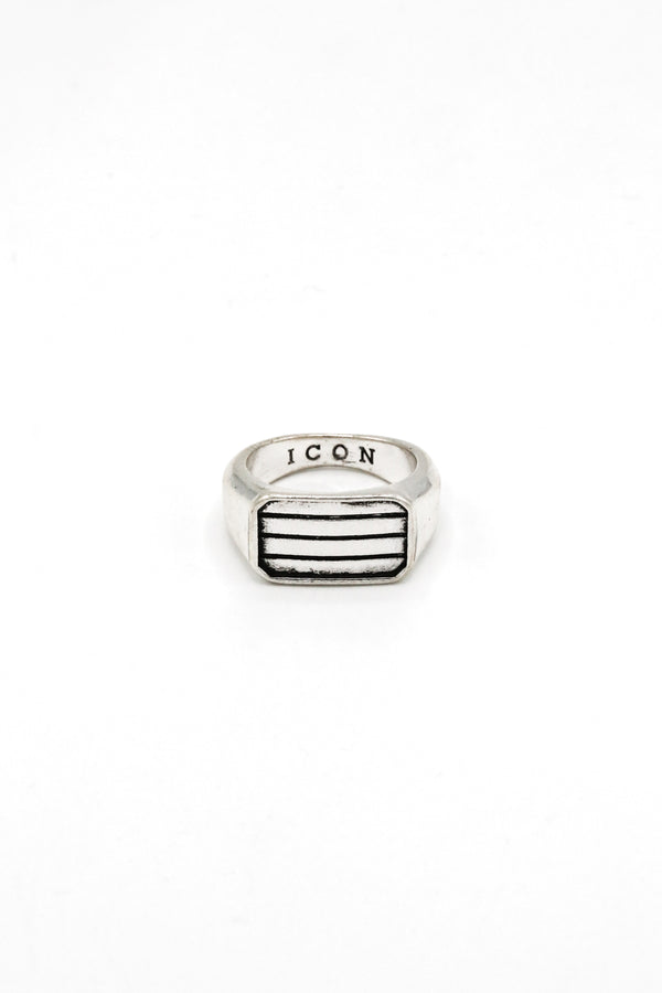 icon brand Icon Brand Silver Pinstripe Signet Ring