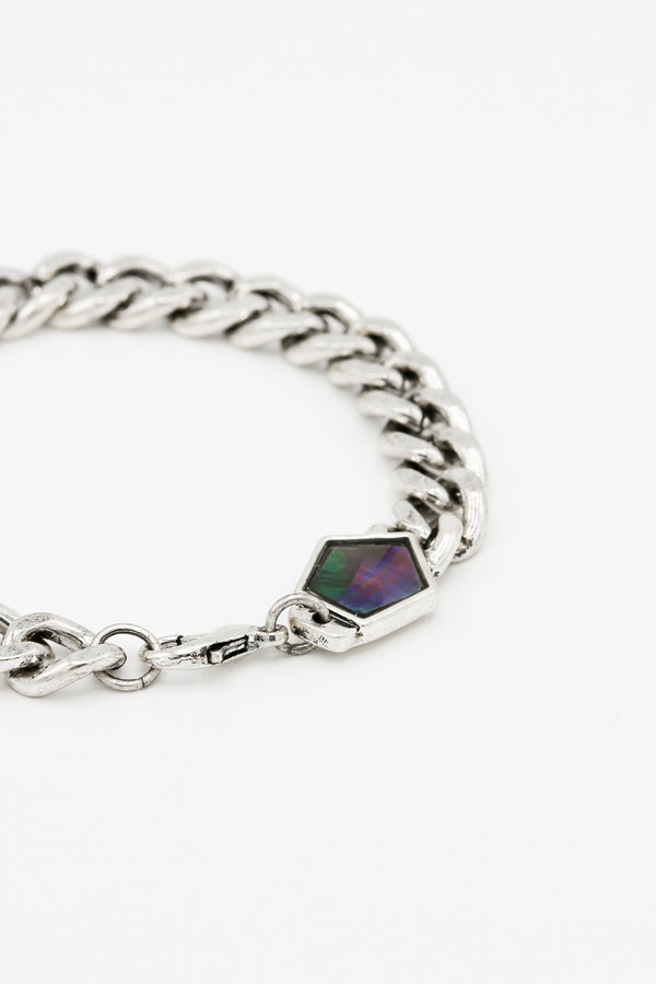 Icon Brand Icon Brand Silver & Black Mother Of Pearl Pentagon Detail Bracelet