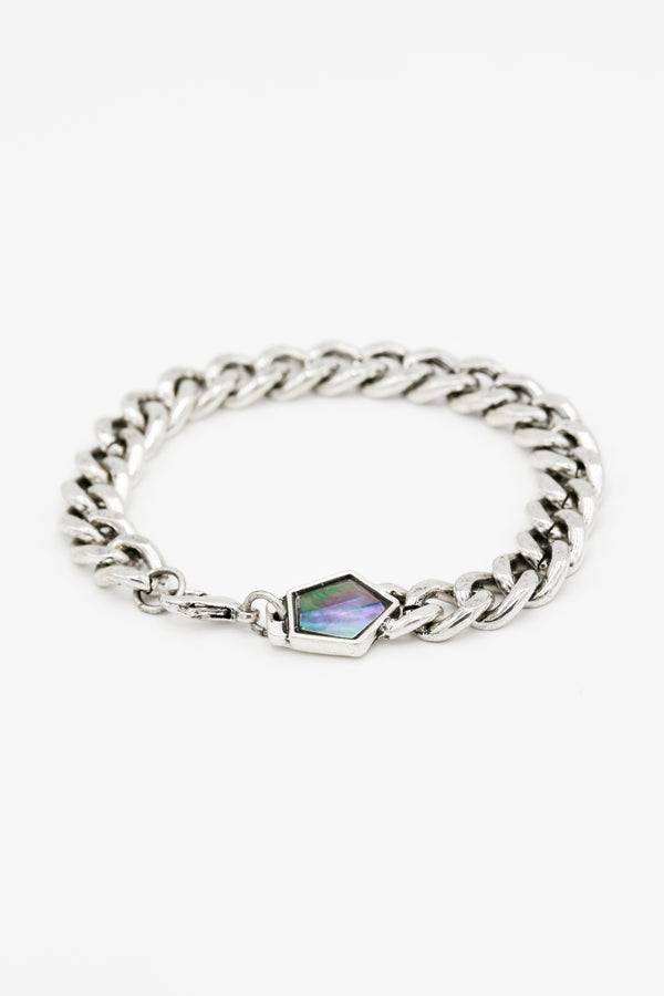 icon brand Icon Brand Silver & Black Mother Of Pearl Pentagon Detail Bracelet