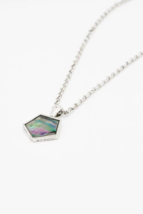 Icon Brand Icon Brand Silver & Black Mother Of Pearl Pentagon Pendant Necklace