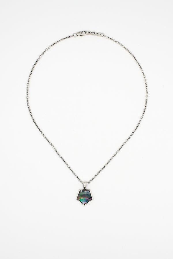 icon brand Icon Brand Silver & Black Mother Of Pearl Pentagon Pendant Necklace