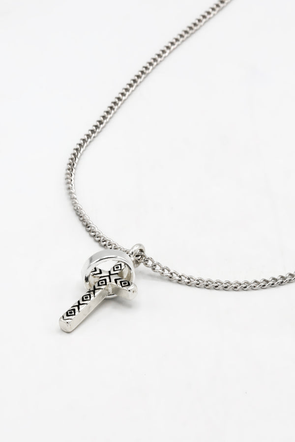 Icon Brand Icon Brand Silver Brutalist Cross And Ring Necklace