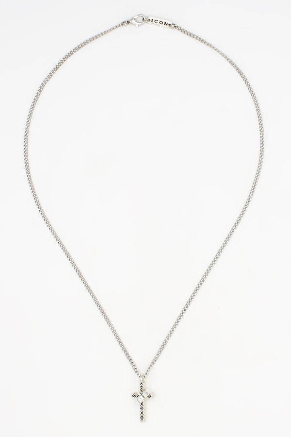 icon brand Icon Brand Silver Brutalist Cross and Ring Necklace
