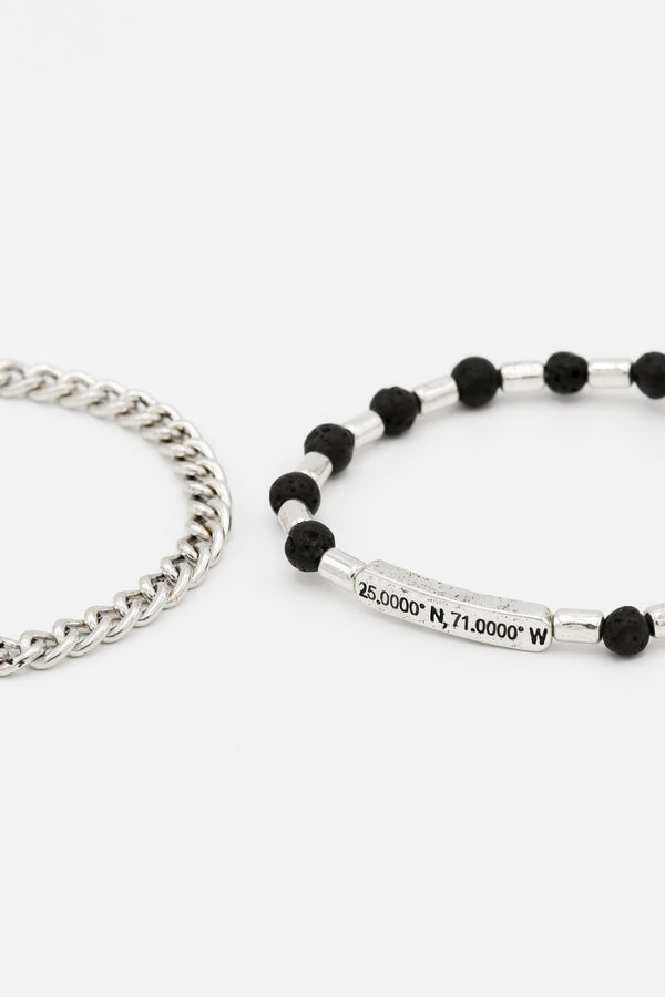 Icon Brand Icon Brand Silver Coordinates Bracelet Combo