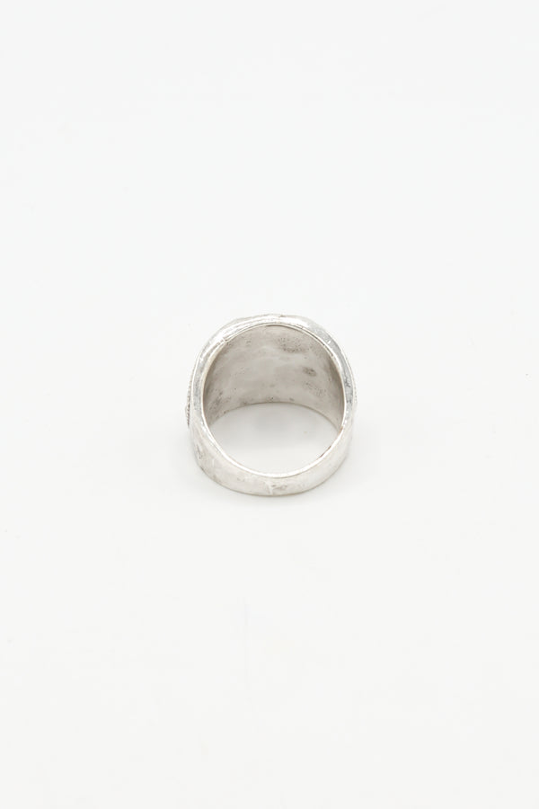 Icon Brand Icon Brand Silver Culture Clash Floral Signet Ring With Side Detail