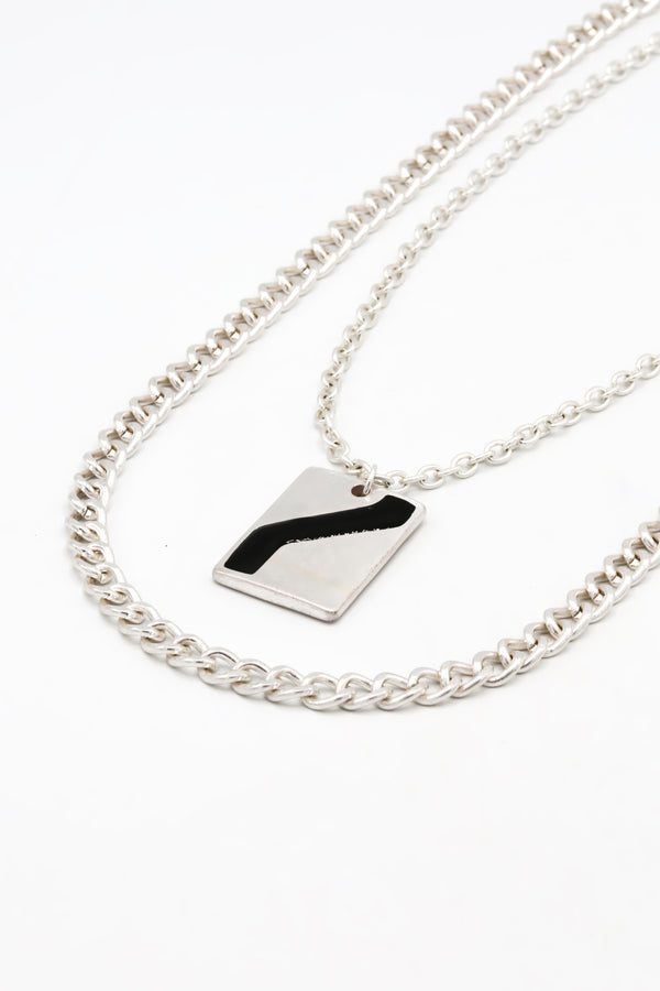 Icon Brand Icon Brand Silver Military Precision Double Necklace With Tank Detail
