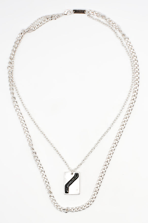 icon brand Icon Brand Silver Military Precision Double Necklace with tank detail
