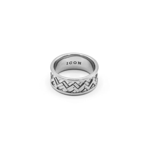 icon brand Stainless Steel Herringbone Band Ring