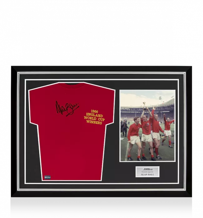 icons Alan Ball Front Signed England 1966 Shirt: FIFA World Cup Winners Edition Home Shirt In Hero Frame: Option 1