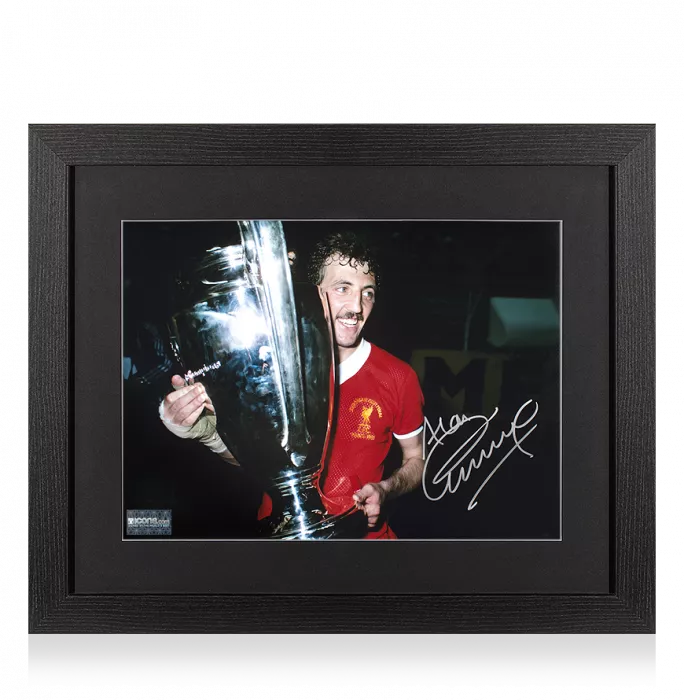 Icons Alan Kennedy Signed Liverpool Photo In Black Wooden Frame: 1981 European Cup Winner