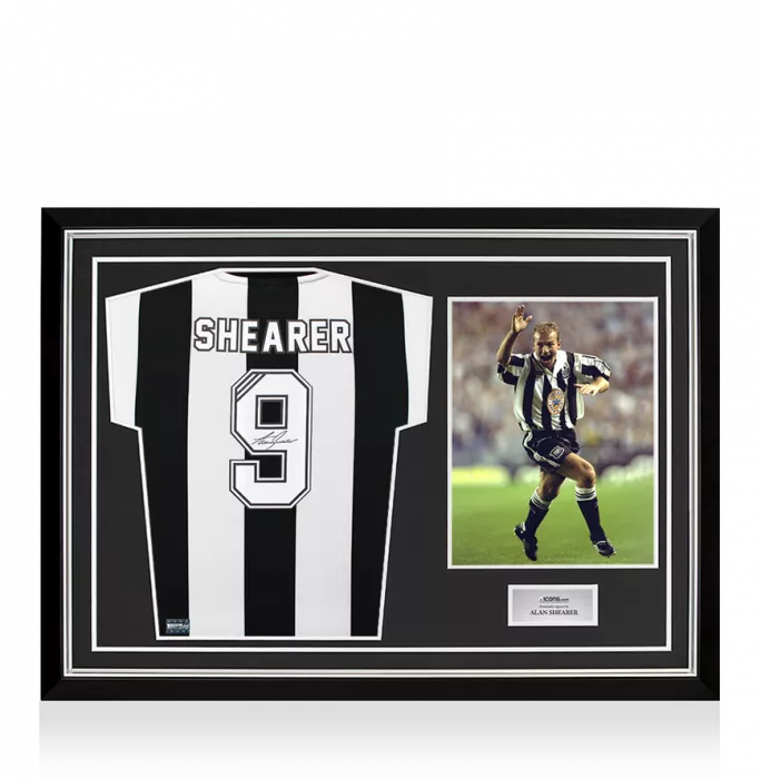 icons Alan Shearer Back Signed Newcastle United Retro Shirt In Hero Frame: Option 1