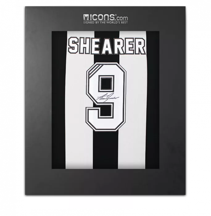 icons Alan Shearer Back Signed Newcastle United Retro Shirt In Deluxe Packaging