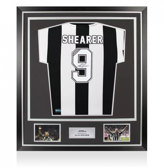 icons Alan Shearer Back Signed Newcastle United Retro Shirt In Classic Frame