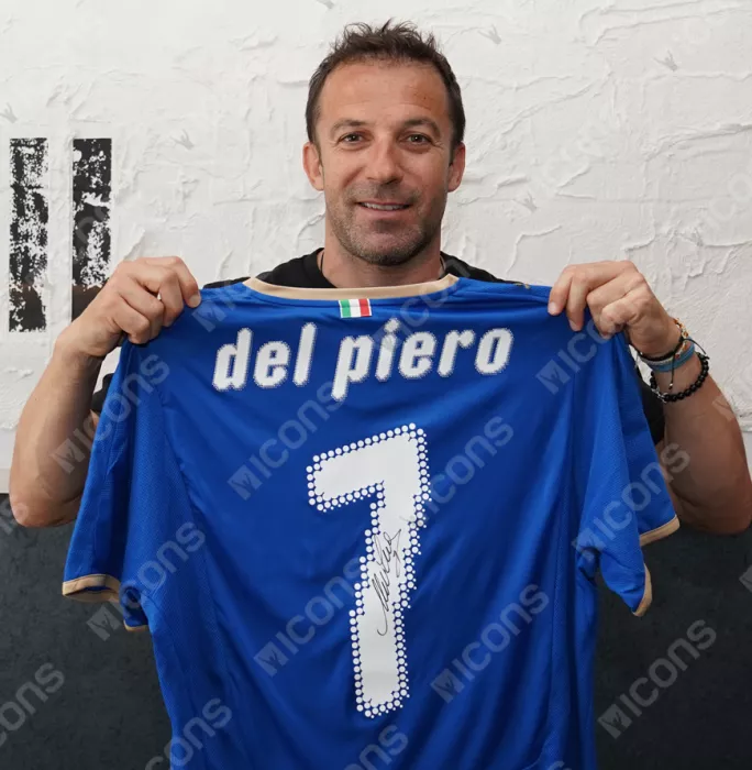 Icons Alessandro Del Piero Back Signed Italy 2008 Home Shirt In Classic Frame