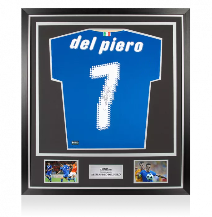 icons Alessandro Del Piero Back Signed Italy 2008 Home Shirt In Classic Frame