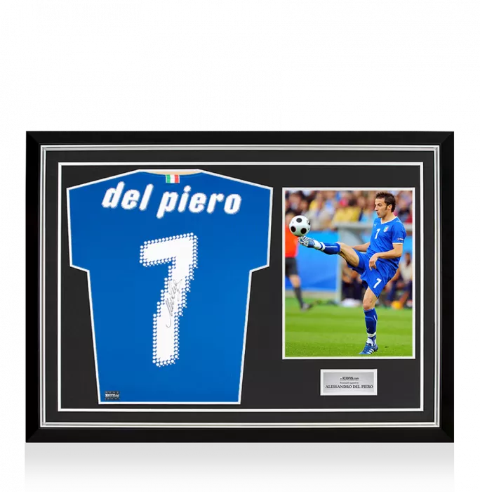 icons Alessandro Del Piero Back Signed Italy 2008 Home Shirt In Hero Frame: Option 1