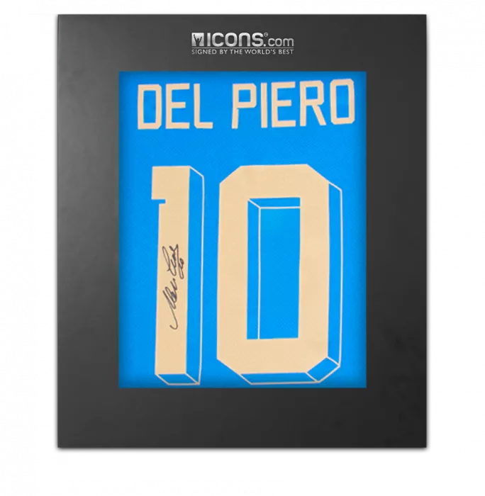 icons Alessandro Del Piero Back Signed Italy 2022-23 Home Shirt with Fan Style Numbers In Deluxe Packaging