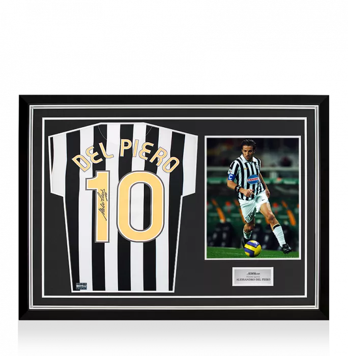 Icons Alessandro Del Piero Back Signed Juventus 2006-07 Home Shirt With Fan Style Numbers In Hero Frame: Option 1