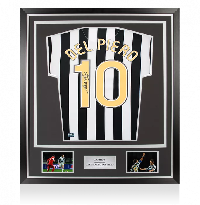 Icons Alessandro Del Piero Back Signed Juventus 2006-07 Home Shirt With Fan Style Numbers In Classic Frame