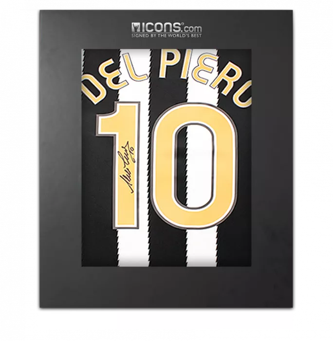 icons Alessandro Del Piero Back Signed Juventus 2010-11 Home Shirt with Fan Style Numbers In Deluxe Packaging