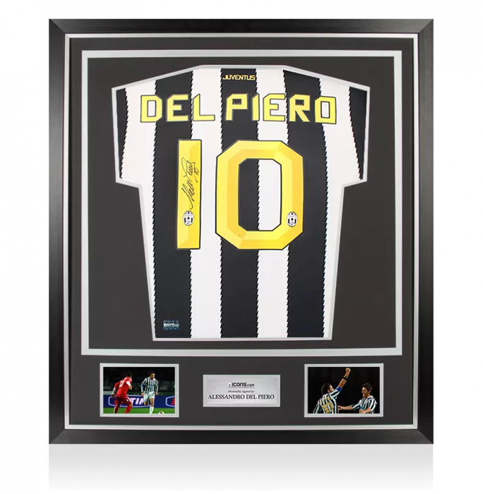 icons Alessandro Del Piero Back Signed Juventus 2010-11 Home Shirt In Classic Frame