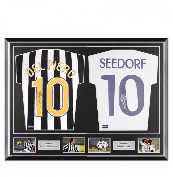 icons Alessandro Del Piero & Clarence Seedorf Signed Juventus & Real Madrid Shirts In Classic Dual Frame