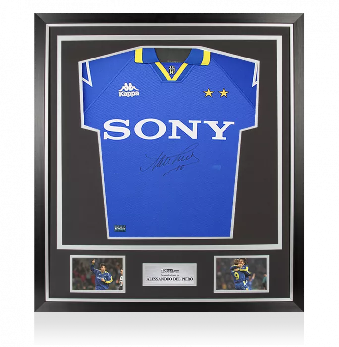 icons Alessandro Del Piero Front Signed Juventus 1995-97 Away Shirt In Classic Frame