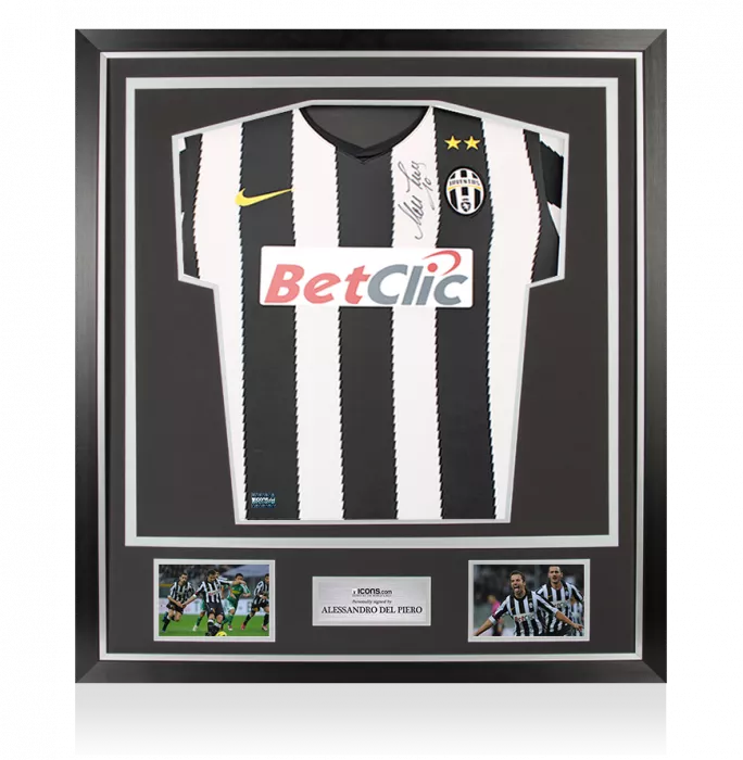 icons Alessandro Del Piero Front Signed Juventus 2010-11 Home Shirt In Classic Frame