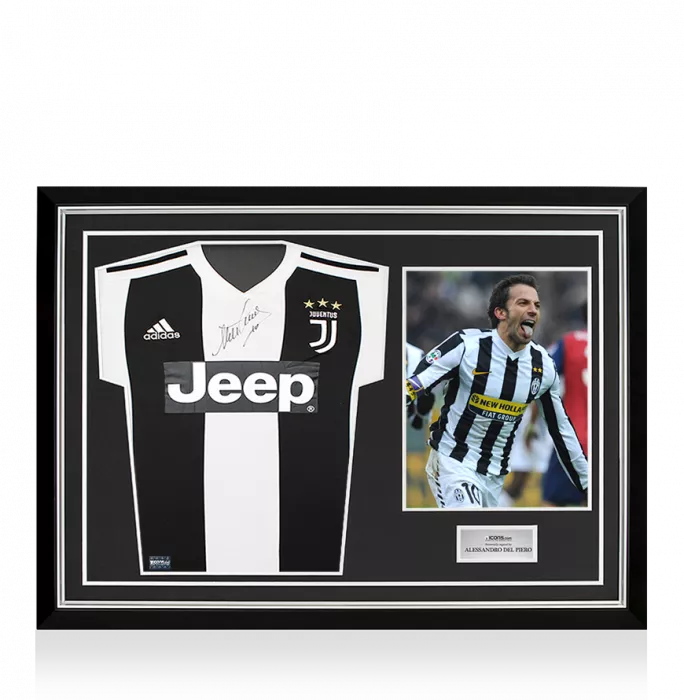 icons Alessandro Del Piero Front Signed Juventus 2018-19 Home Shirt In Hero Frame: Option 1