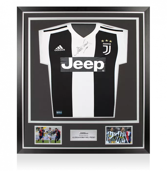 icons Alessandro Del Piero Front Signed Juventus 2018-19 Home Shirt In Classic Frame