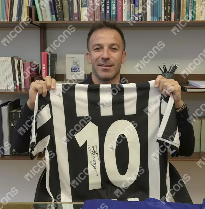 Icons Alessandro Del Piero Official UEFA Champions League Back Signed And Hero Framed Juventus 1994-95 Home Shirt With Fan Style Numbers