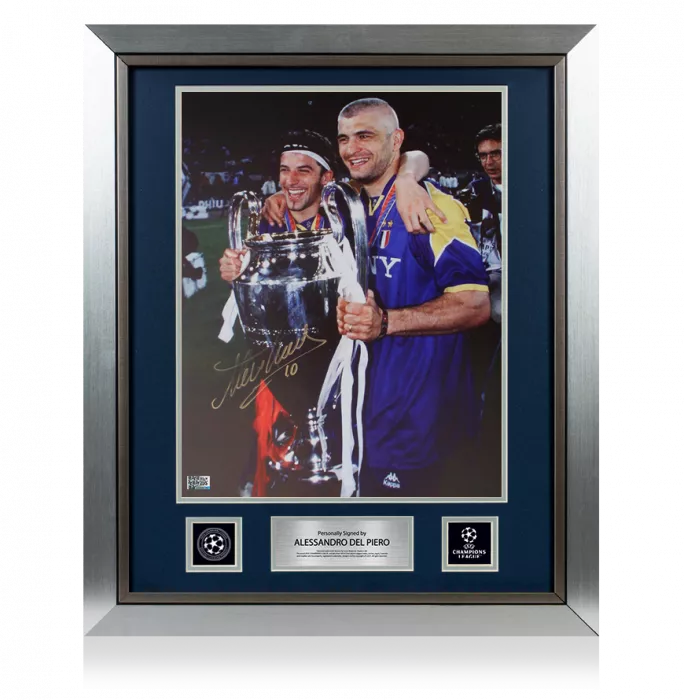 icons Alessandro Del Piero Official UEFA Champions League Signed and Framed Juventus Photo: 1996 UCL Winner