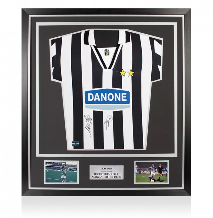icons Alessandro Del Piero & Roberto Baggio Signed Juventus 1994-95 Home Shirt In Classic Frame