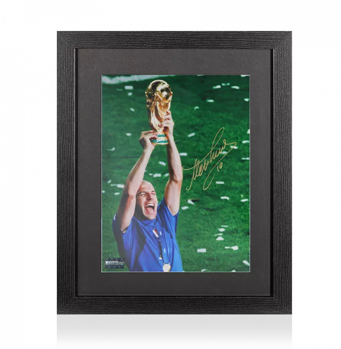 icons Alessandro Del Piero Signed Italy Photo In Black Wooden Frame: FIFA World Cup Winner