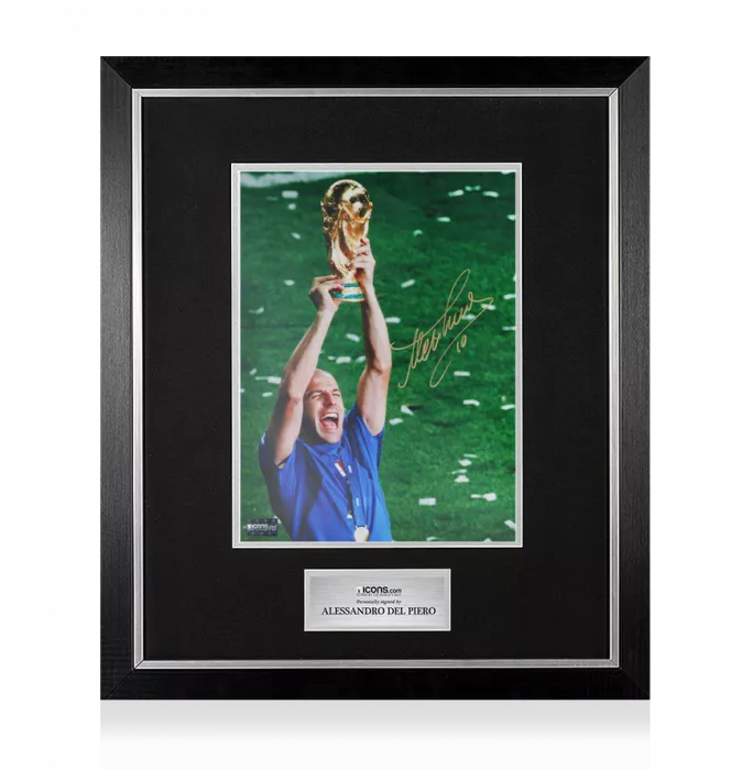 icons Alessandro Del Piero Signed Italy Photo In Premium Photo Frame: FIFA World Cup Winner