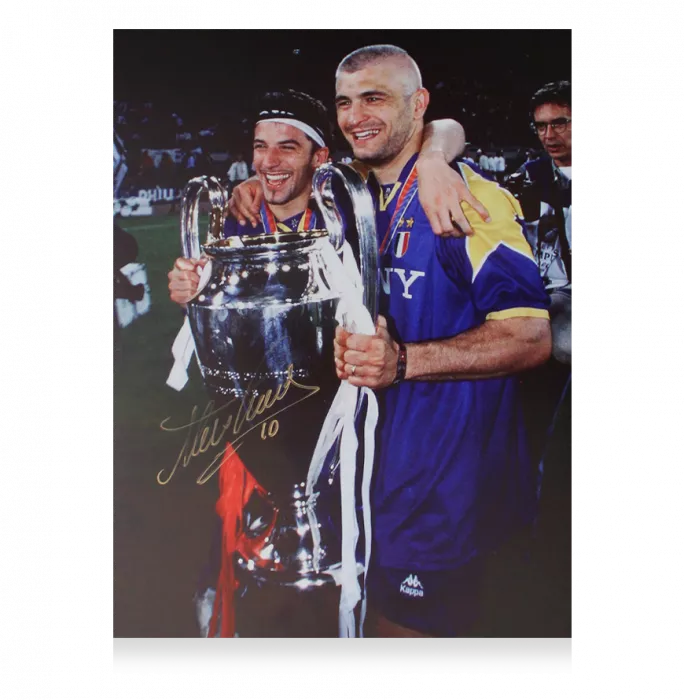 Icons Alessandro Del Piero Signed Juventus Photo In Black Wooden Frame: 1996 UCL Winner