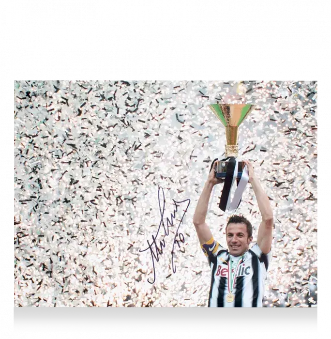 Icons Alessandro Del Piero Signed Juventus Photo In Black Wooden Frame: Scudetto Winner