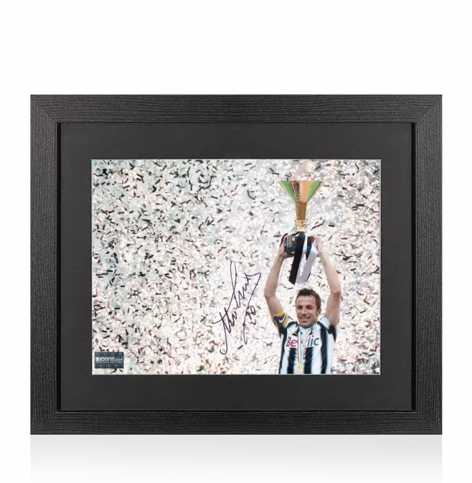 icons Alessandro Del Piero Signed Juventus Photo In Black Wooden Frame: Scudetto Winner