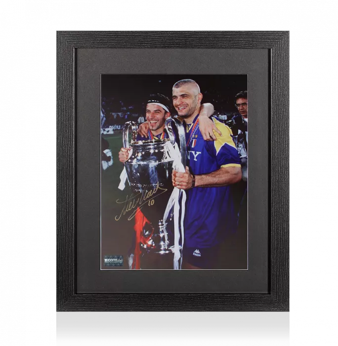 icons Alessandro Del Piero Signed Juventus Photo In Black Wooden Frame: 1996 UCL Winner