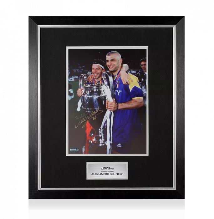 icons Alessandro Del Piero Signed Juventus Photo In Premium Photo Frame: 1996 UCL Winner